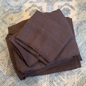 Quince Espresso European Linen Queen Sheet Set